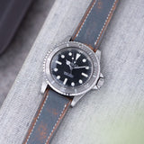 Denim Blue Retro Vintage Leather Watch Strap